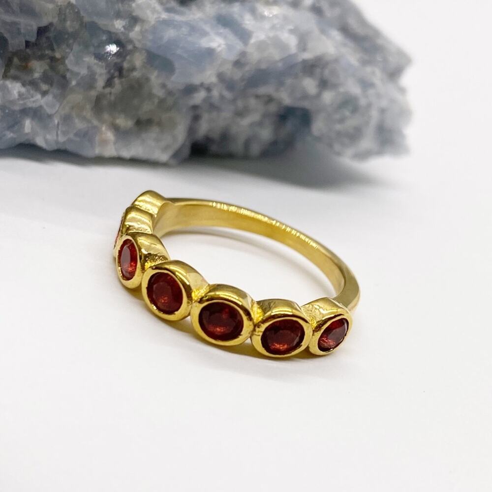 NEW Gold & Red Zirconium Gemstone Statement Ring - Picture 16 of 16